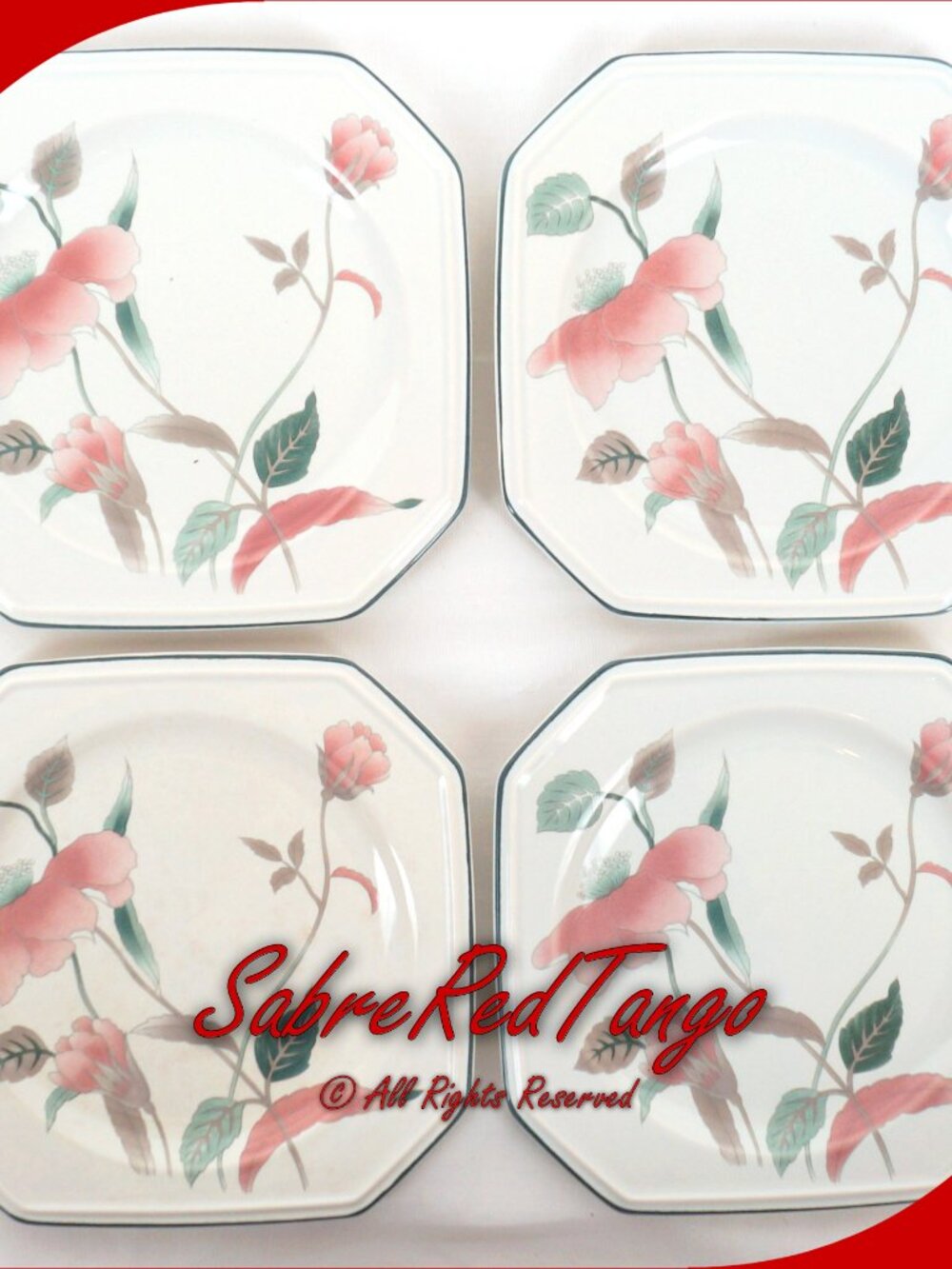Vintage Mikasa Japan Ceramic Bread & Butter Plate Set Of 4 F3003 Silk Flowers
